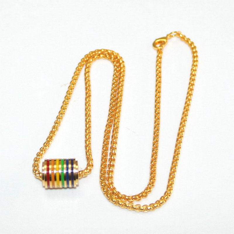 Women's & Men's Stainless Steel Color Epoxy Cylindrical Accessories Necklaces