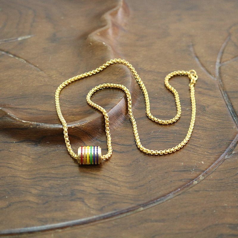 Women's & Men's Stainless Steel Color Epoxy Cylindrical Accessories Necklaces