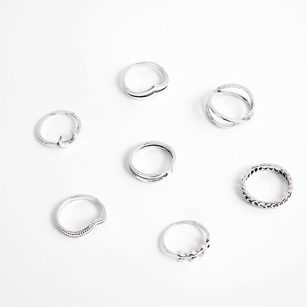 Moon Leaves Double V Layer Cross Rings