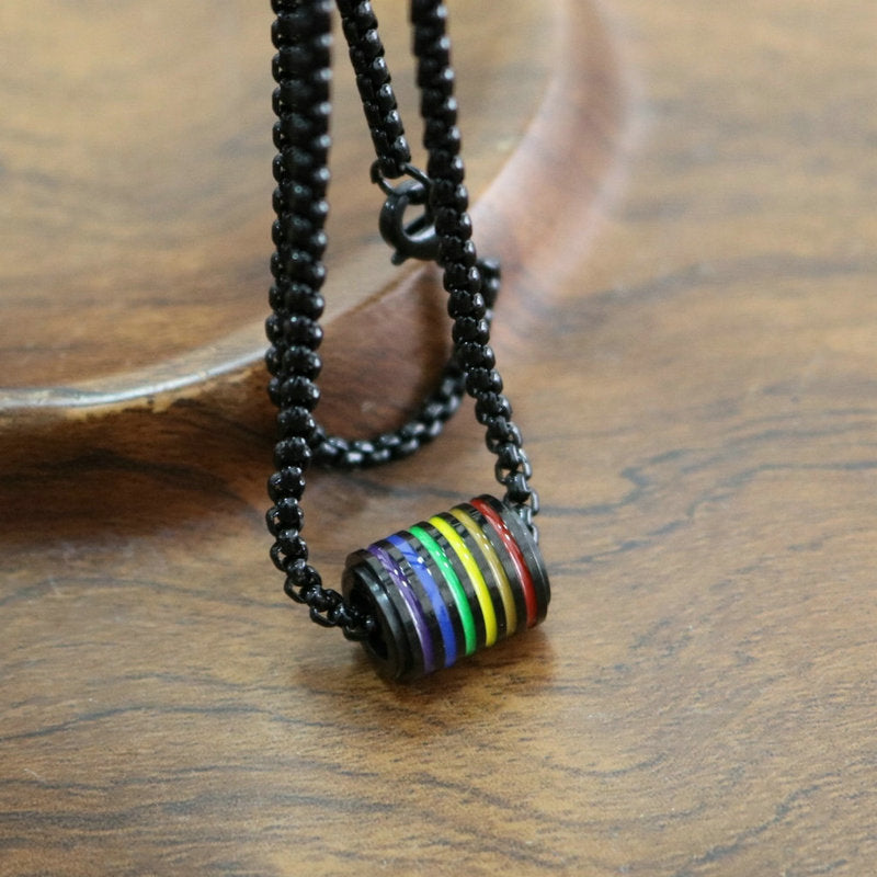 Women's & Men's Stainless Steel Color Epoxy Cylindrical Accessories Necklaces