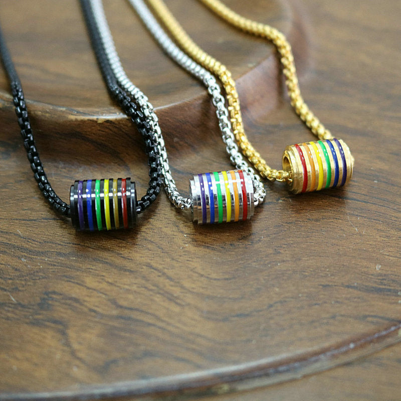 Women's & Men's Stainless Steel Color Epoxy Cylindrical Accessories Necklaces