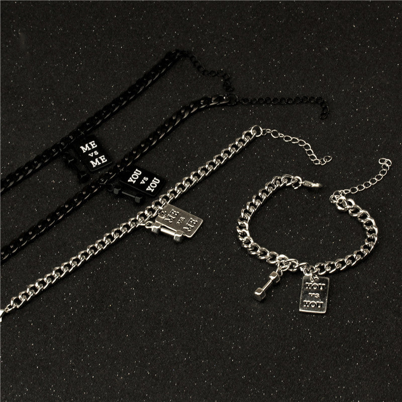 Chain Hip Hop Cold Wind Dumbbell Square Plate Bracelets