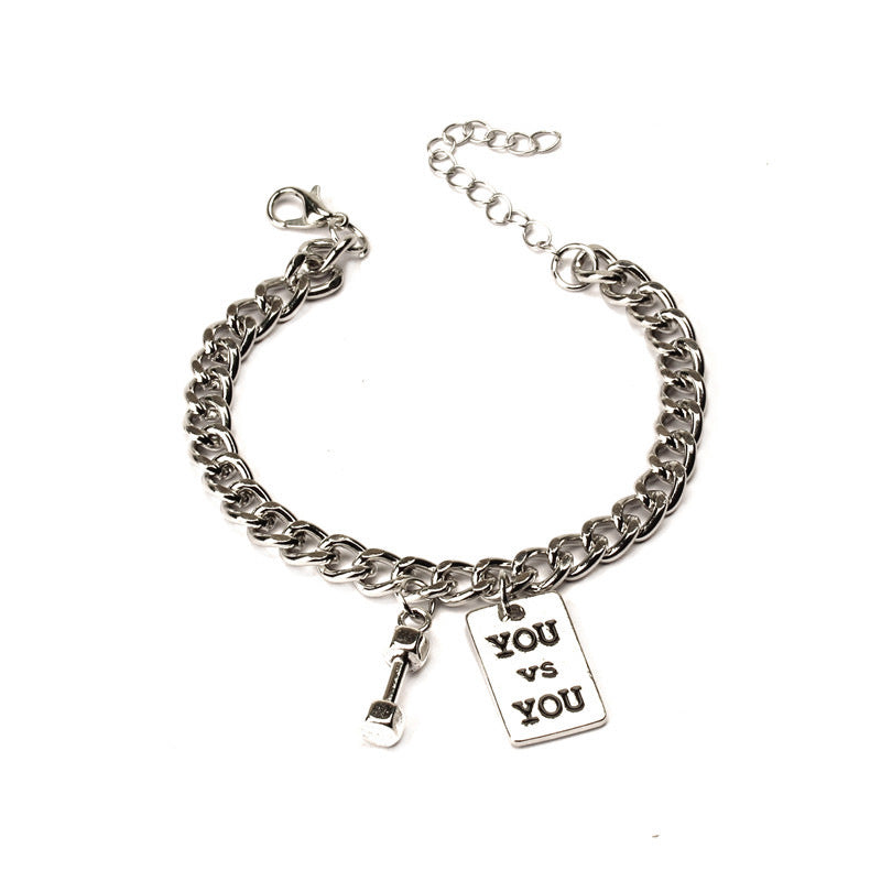 Chain Hip Hop Cold Wind Dumbbell Square Plate Bracelets
