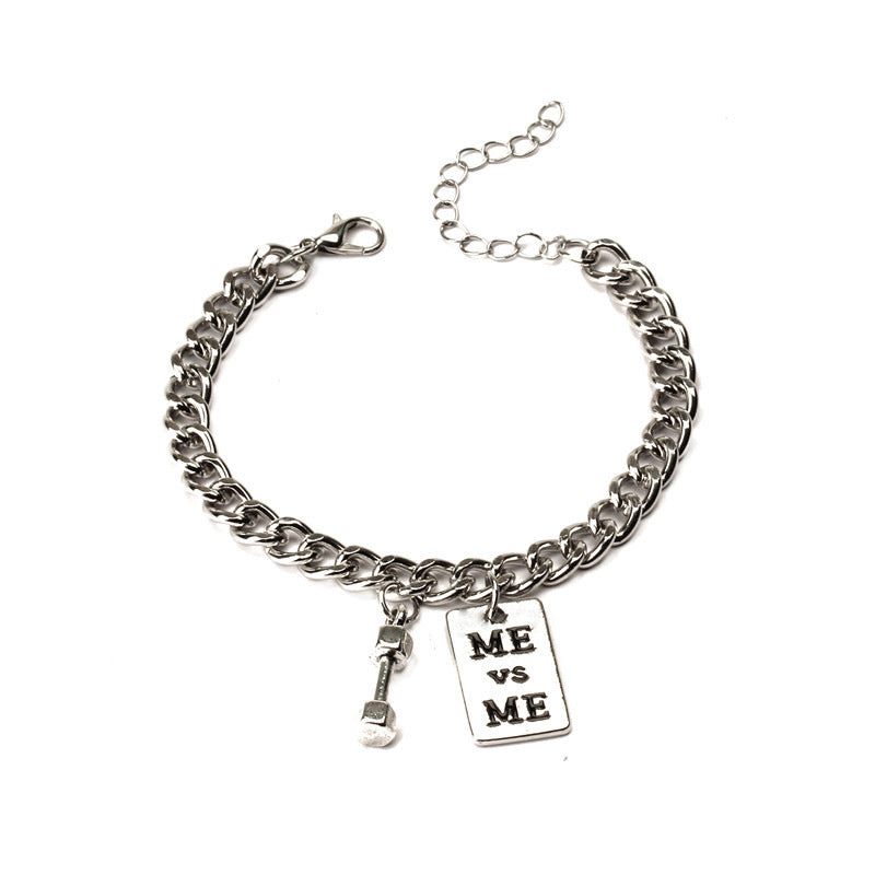 Chain Hip Hop Cold Wind Dumbbell Square Plate Bracelets