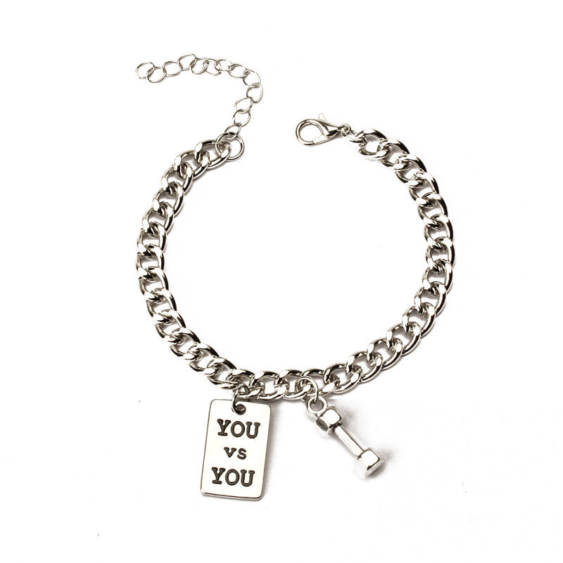 Chain Hip Hop Cold Wind Dumbbell Square Plate Bracelets