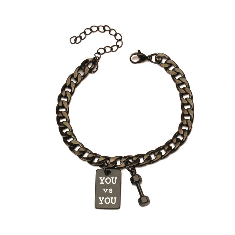 Chain Hip Hop Cold Wind Dumbbell Square Plate Bracelets