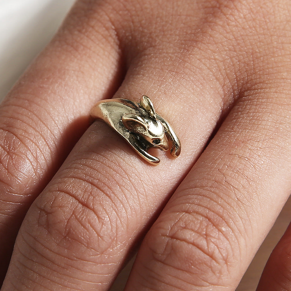 Forest Rabbit Open Alloy Suit Female Rings
