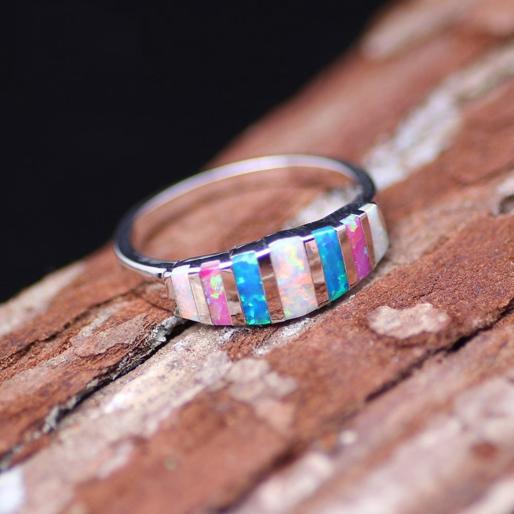 Women's Artificial Opal Wedding Ornament Jewelry Rings