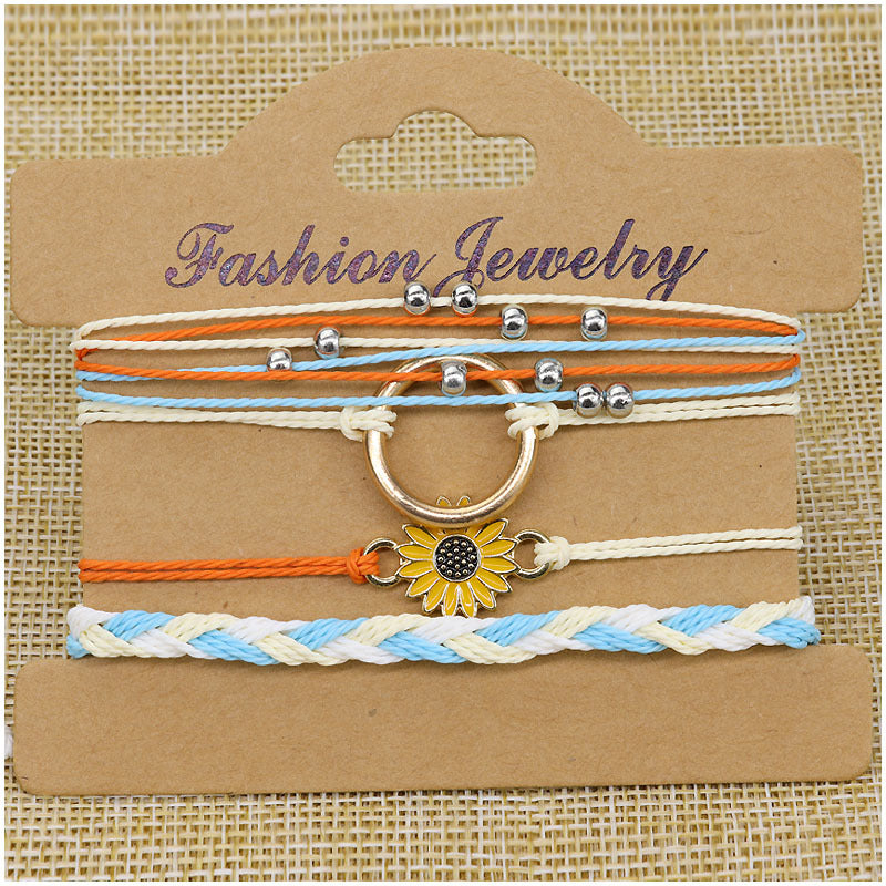 Strap Waterproof Wax Line Hand-woven Sunflower Bracelets