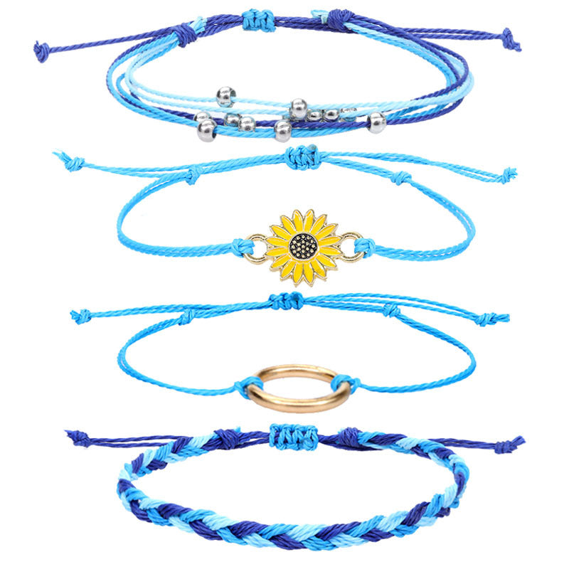Strap Waterproof Wax Line Hand-woven Sunflower Bracelets