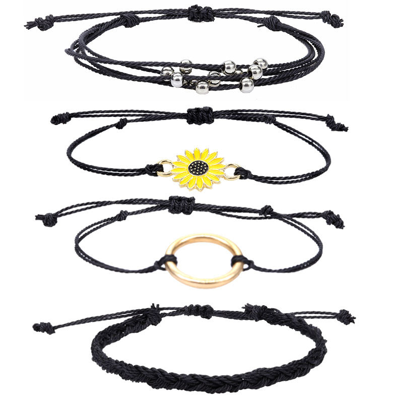 Strap Waterproof Wax Line Hand-woven Sunflower Bracelets