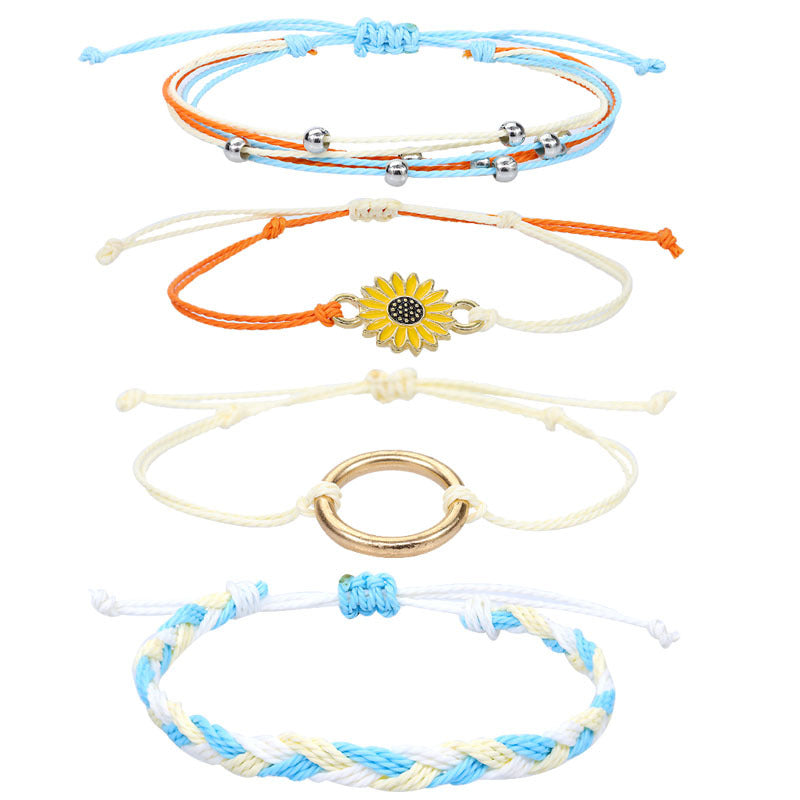 Strap Waterproof Wax Line Hand-woven Sunflower Bracelets