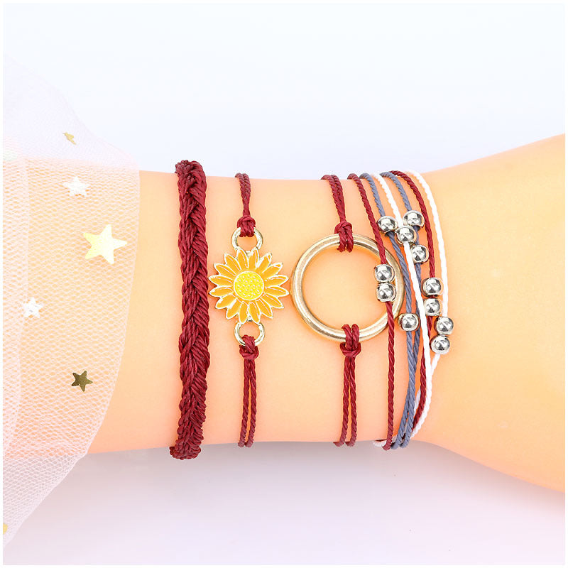 Strap Waterproof Wax Line Hand-woven Sunflower Bracelets