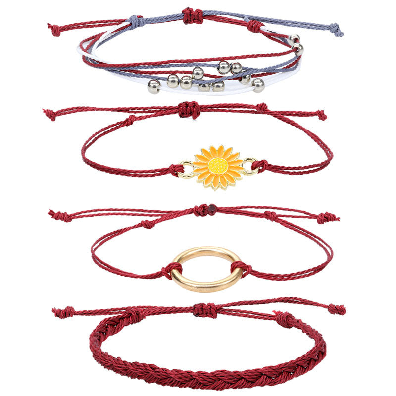 Strap Waterproof Wax Line Hand-woven Sunflower Bracelets