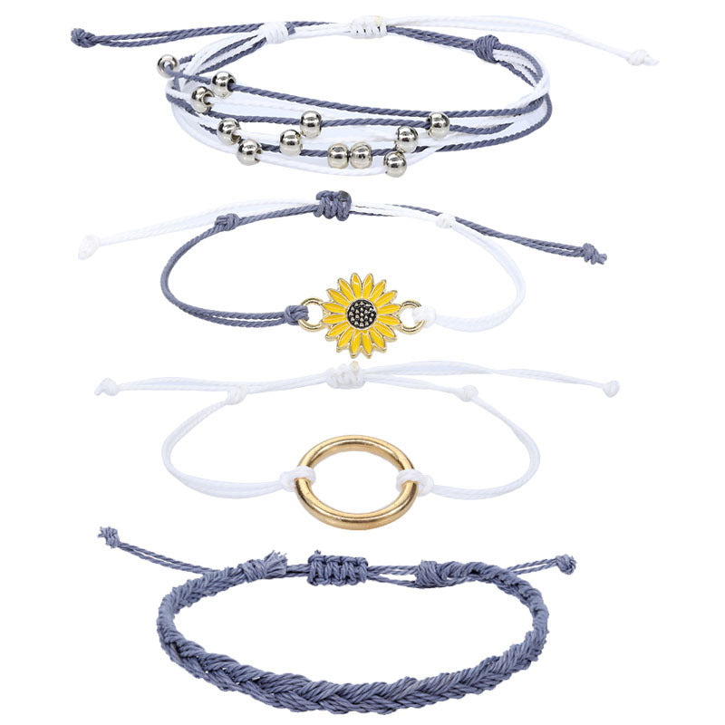 Strap Waterproof Wax Line Hand-woven Sunflower Bracelets