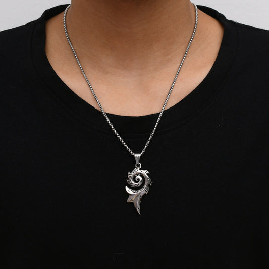 Men's Retro Flame Trendy Titanium Steel Hip Necklaces