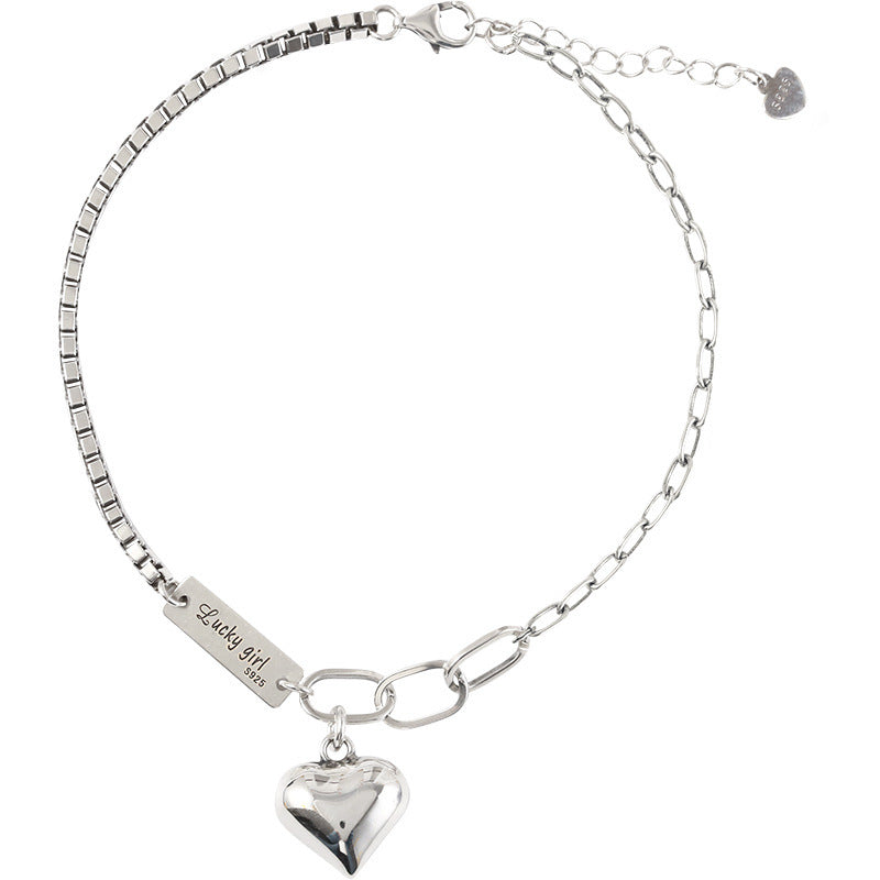 Women's Thai Sier Retro Simple Jewelry Fashion Heart Bracelets