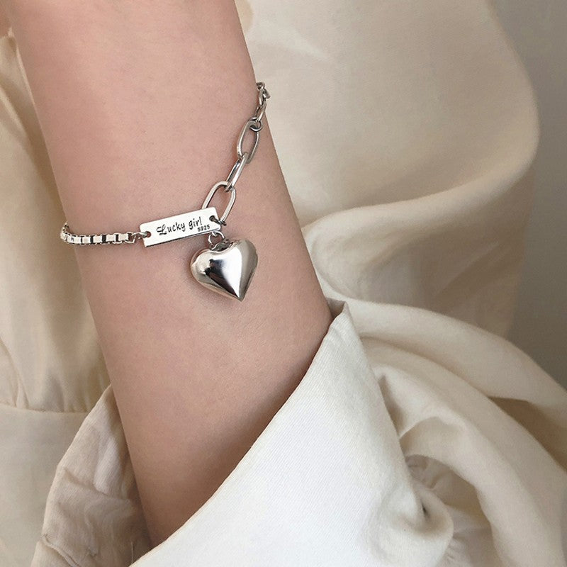 Women's Thai Sier Retro Simple Jewelry Fashion Heart Bracelets