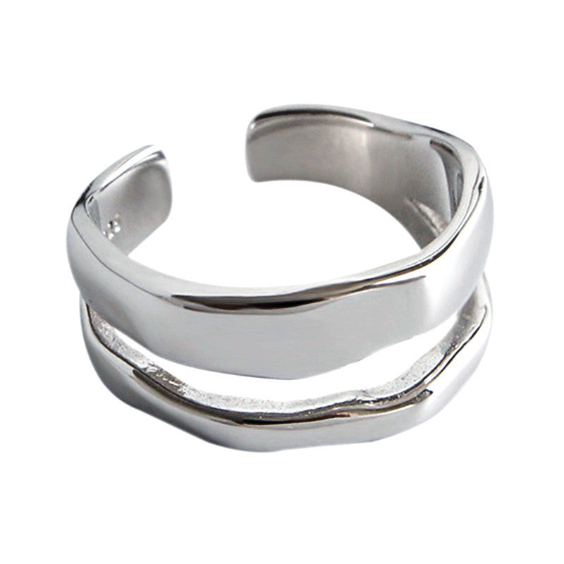 Women's Sterling Sier Trendy Wild Double Layer Rings