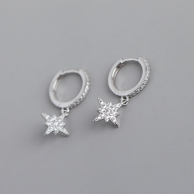 Twinkling Star Personality Versatile Zircon Sterling Sier Earrings