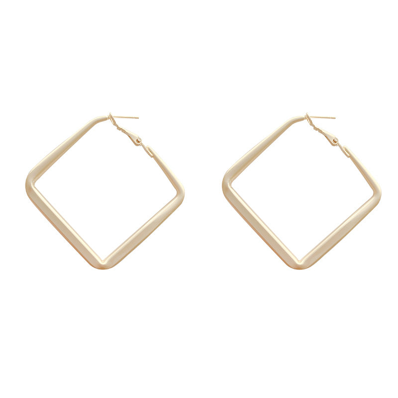 Women's Sier Needle Matte Gold For Graceful Korean Style Geometric Ear Earrings