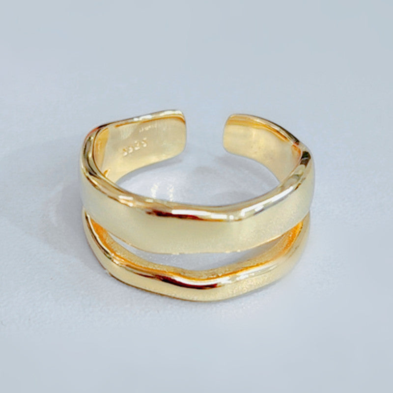 Women's Sterling Sier Trendy Wild Double Layer Rings