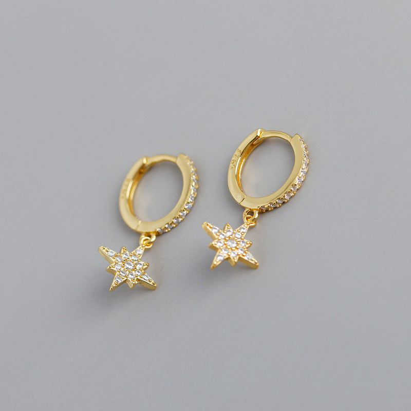 Twinkling Star Personality Versatile Zircon Sterling Sier Earrings