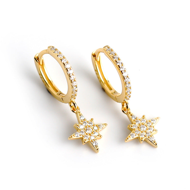 Twinkling Star Personality Versatile Zircon Sterling Sier Earrings