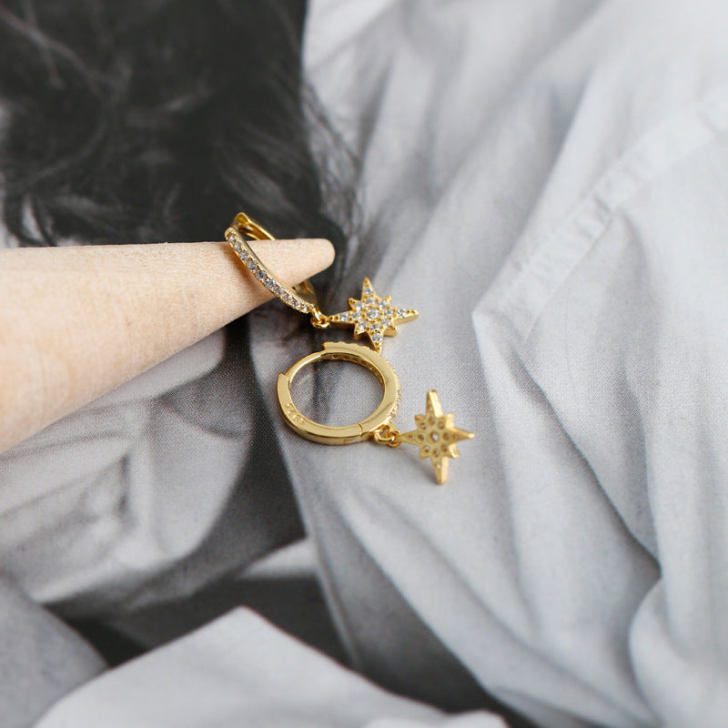 Twinkling Star Personality Versatile Zircon Sterling Sier Earrings