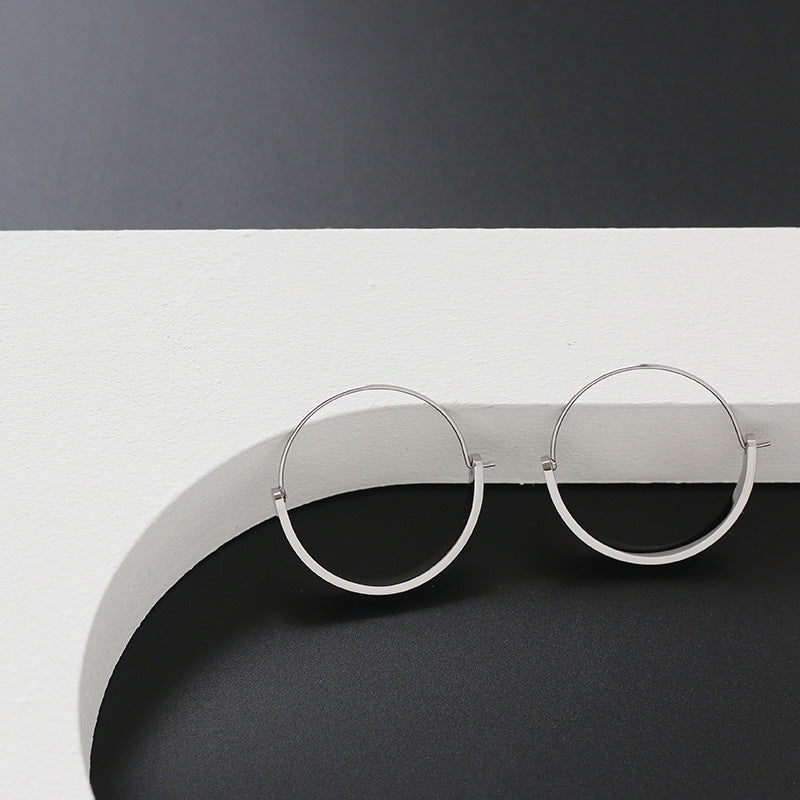 Stitching Eardrop Large Fashion Titanium Steel Earrings