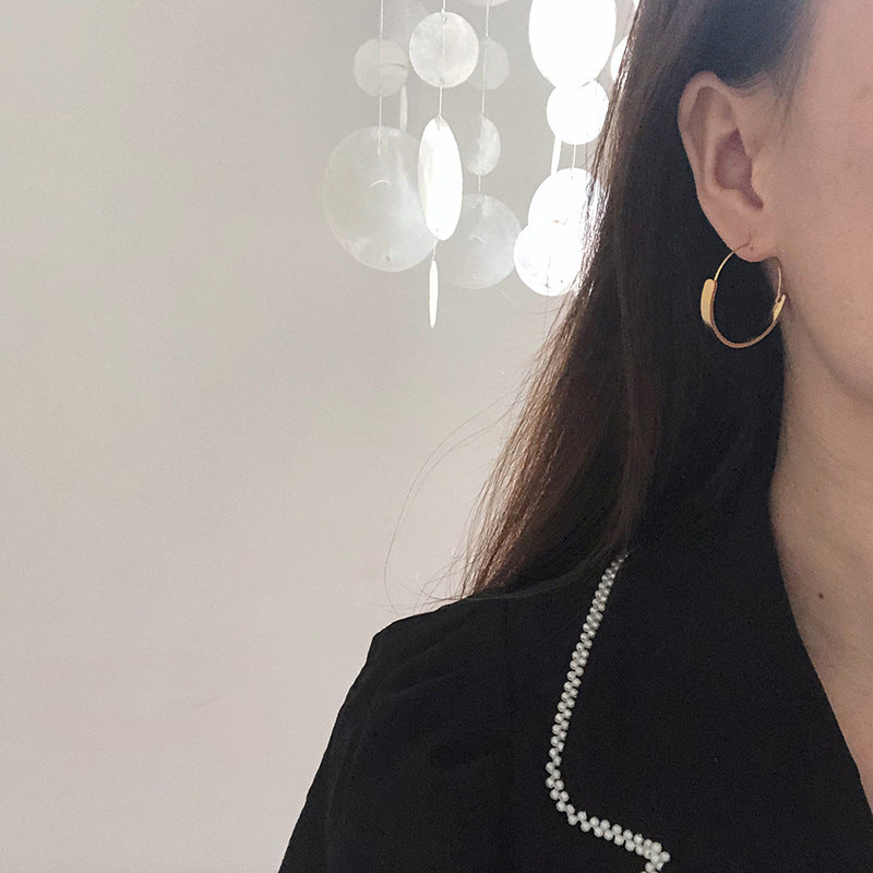 Stitching Eardrop Large Fashion Titanium Steel Earrings