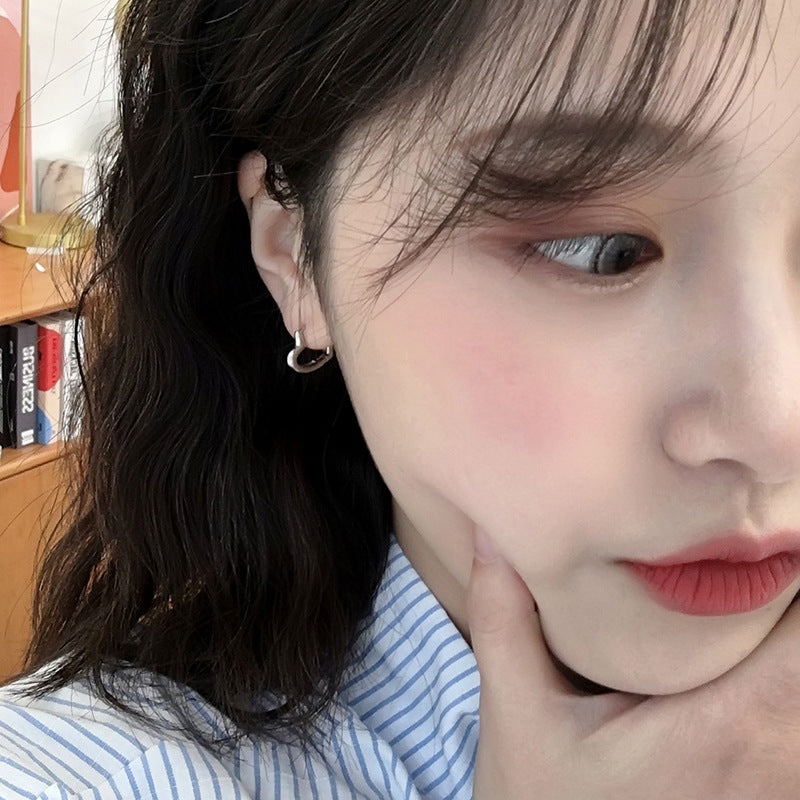 Love Ear Clip Sier Pin Female Earrings
