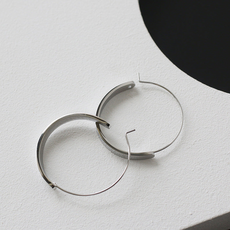 Stitching Eardrop Large Fashion Titanium Steel Earrings
