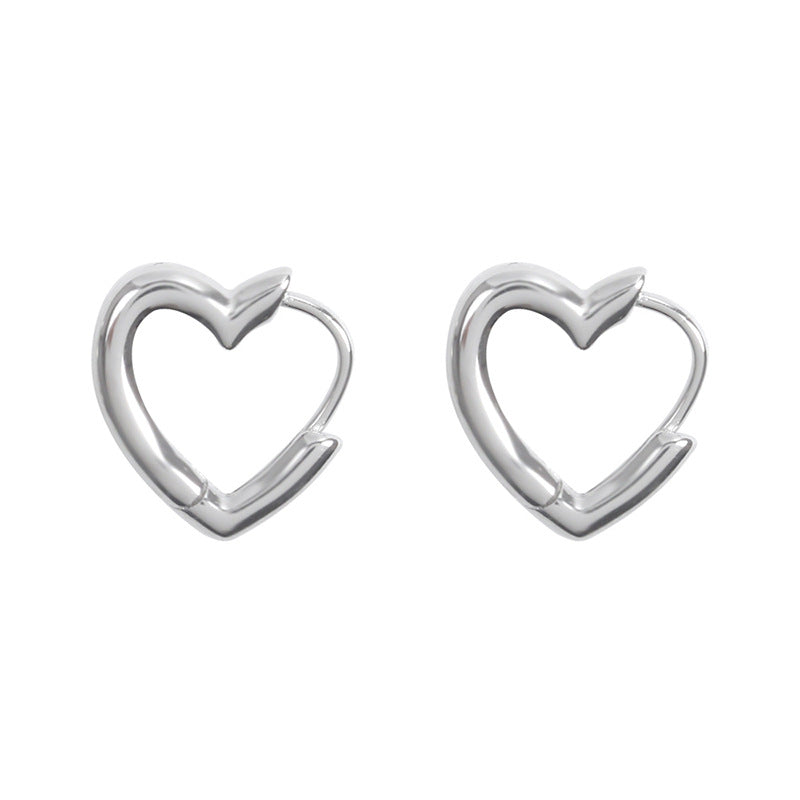 Love Ear Clip Sier Pin Female Earrings