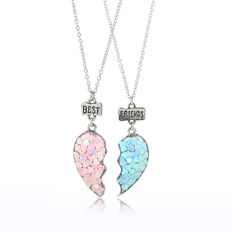 Children's Cartoon Alloy Ornament Sequins Love Heart-shaped Good Necklaces