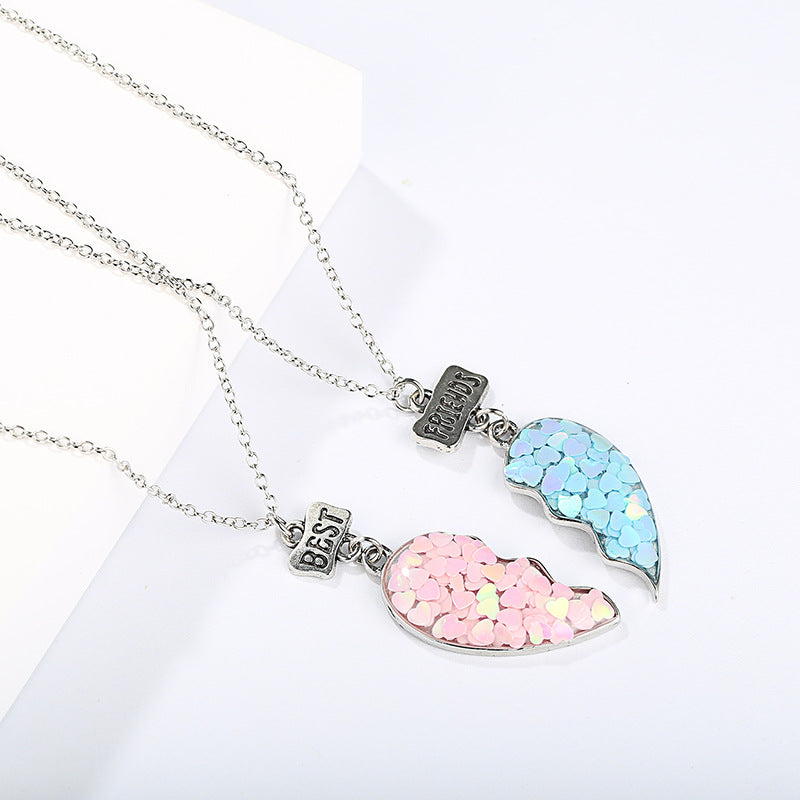 Children's Cartoon Alloy Ornament Sequins Love Heart-shaped Good Necklaces