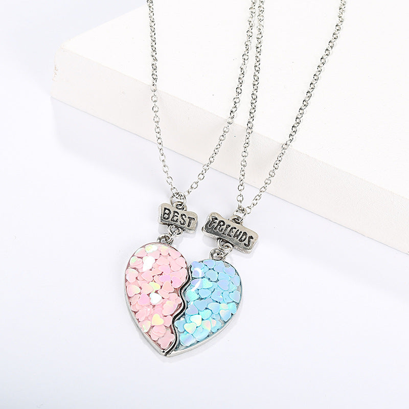 Children's Cartoon Alloy Ornament Sequins Love Heart-shaped Good Necklaces