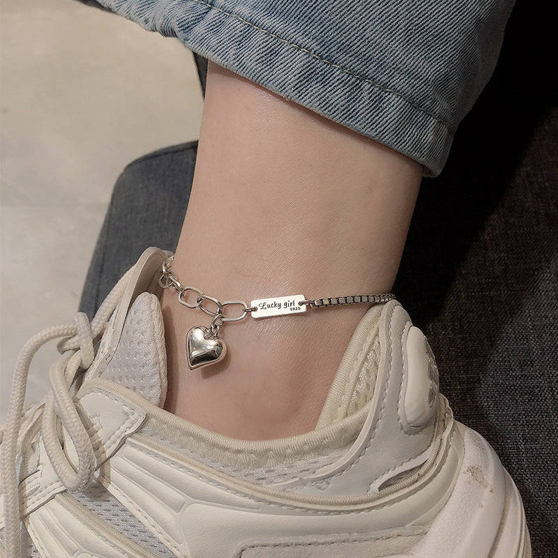 Women's Thai Sier Retro Simple Jewelry Fashion Heart Bracelets