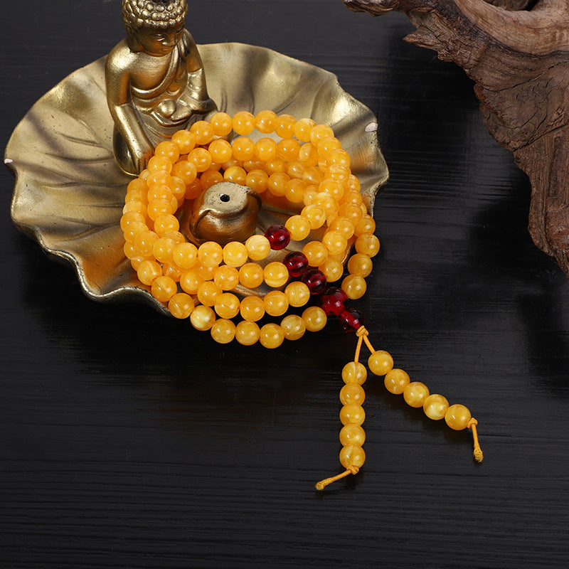 Rosary Yellow Chicken Grease Old Round Bracelets