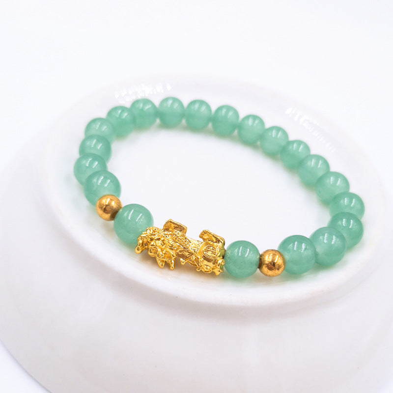 Women's & Men's Pi Imitation Jade Red Agate Alluvial Money Bracelets