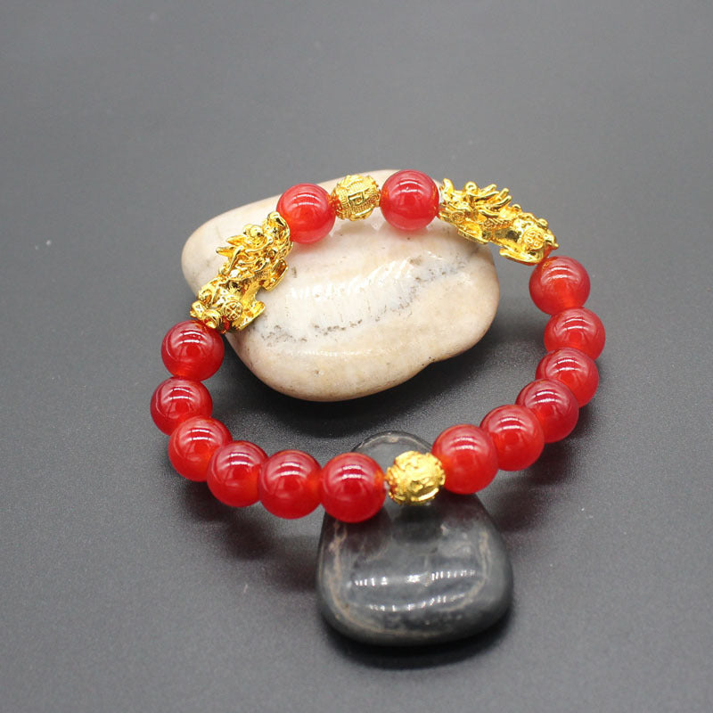 Imitation Red Agate Pi Female Wine-red Bracelets