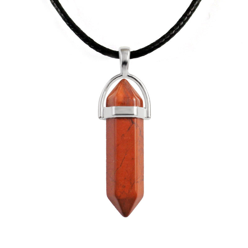 Natural Stone Hexagon Prism Fashion Crystal Necklaces