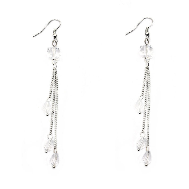 Women's Super Fairy Crystal Temperament Wild Long Earrings
