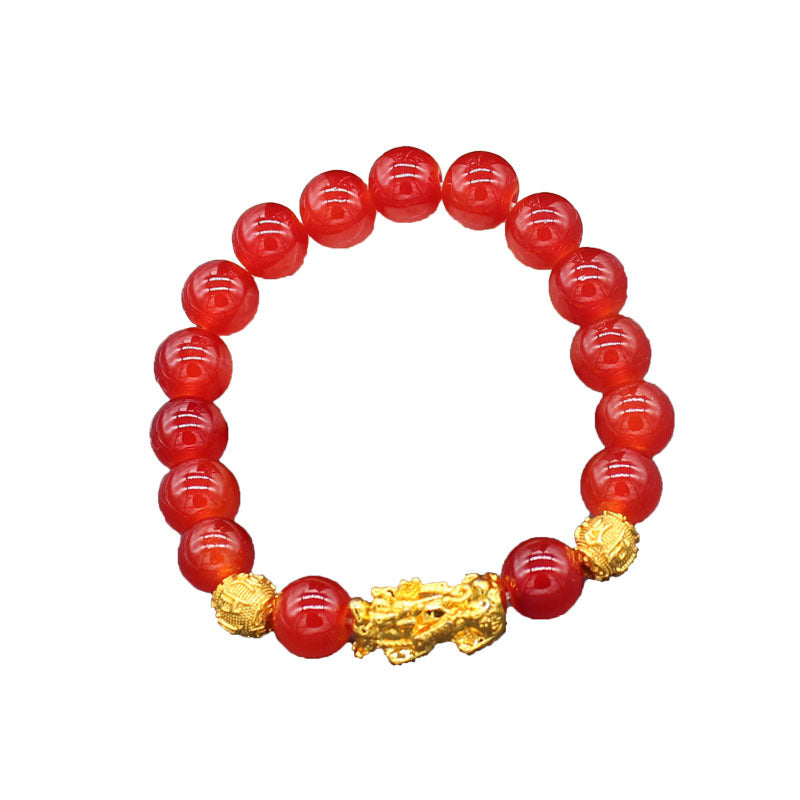 Imitation Red Agate Pi Female Wine-red Bracelets