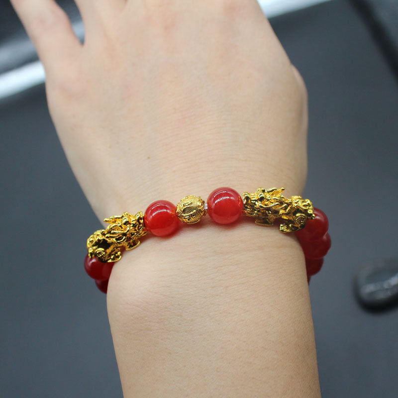 Imitation Red Agate Pi Female Wine-red Bracelets