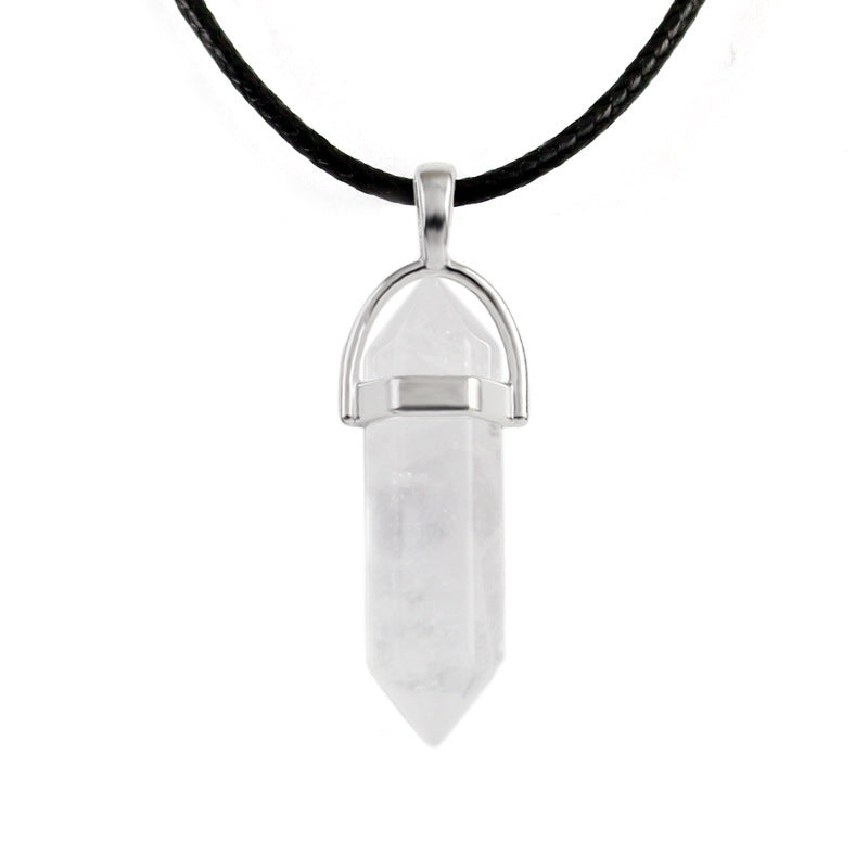 Natural Stone Hexagon Prism Fashion Crystal Necklaces
