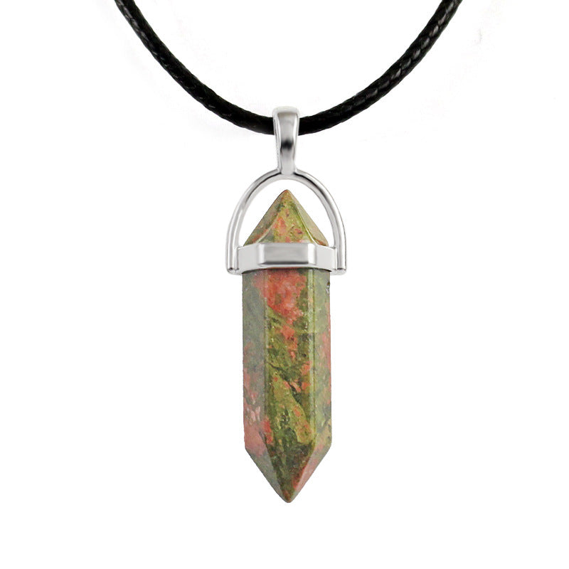Natural Stone Hexagon Prism Fashion Crystal Necklaces