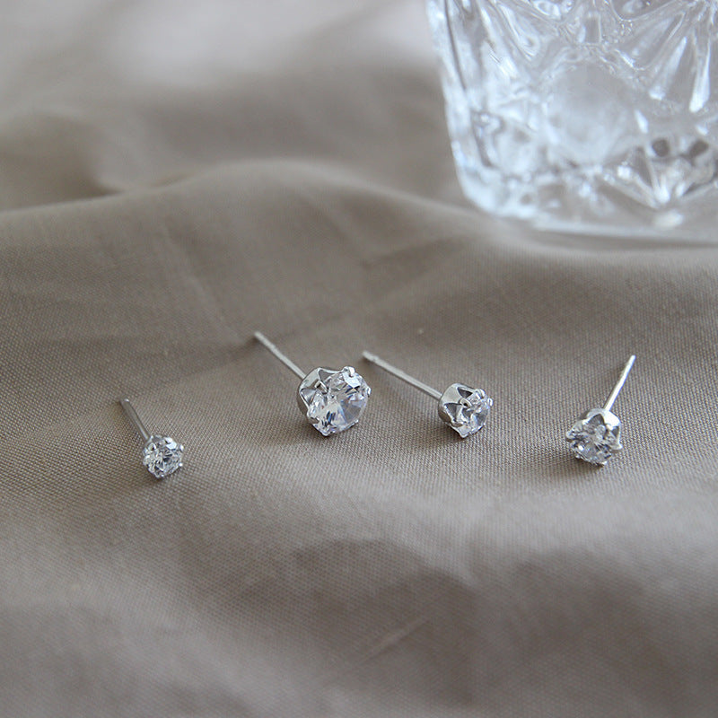 Women's Korean Style Sterling Sier Temperamental Versatile Extremely Simple Earrings
