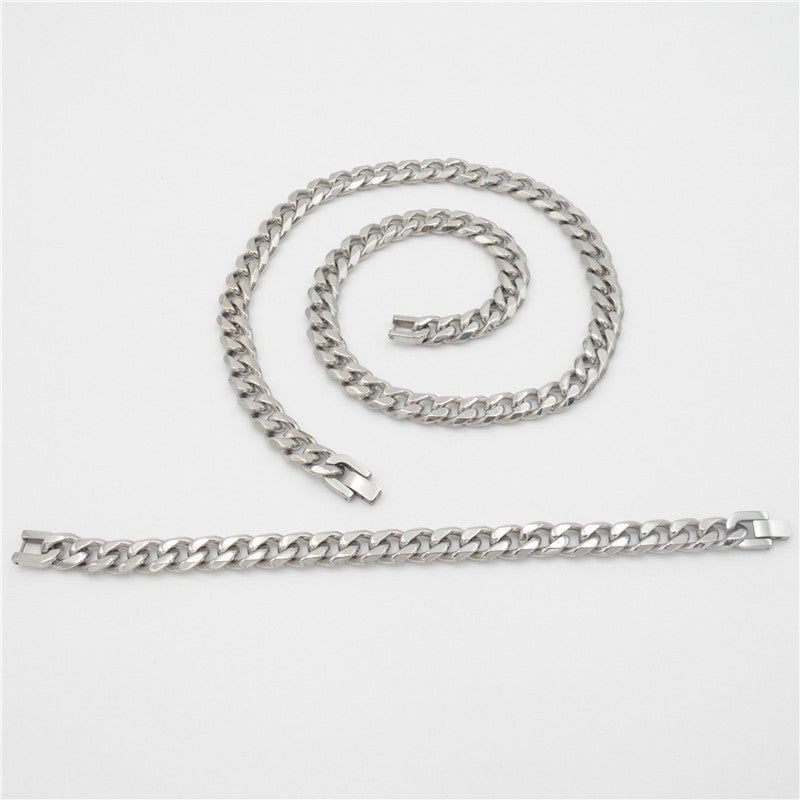 Foreign Personalized Simple Single Woven Six-sided Grinding Titanium Necklaces