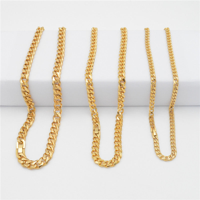 Foreign Personalized Simple Single Woven Six-sided Grinding Titanium Necklaces